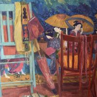 Red Chair and Geisha, 36"x32"