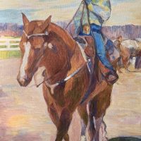 Kid on Horse, 17"x26"