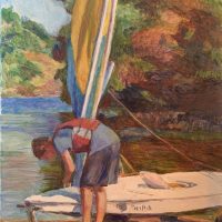 Sailboat and Trailer, 24"x18"