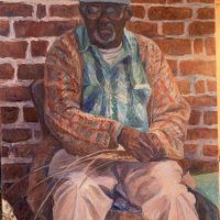 Man and Brick Wall, 29"x21"