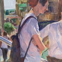 Red Hair and Backpack, 28"x20"