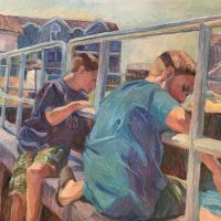 Boys on Fence Railing, 21"x31"